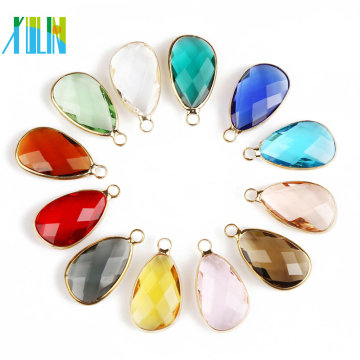 Drop Faceted Crystal Connectors -- With Electroplated Gold Edge Charms Wholesale Supplies CA004